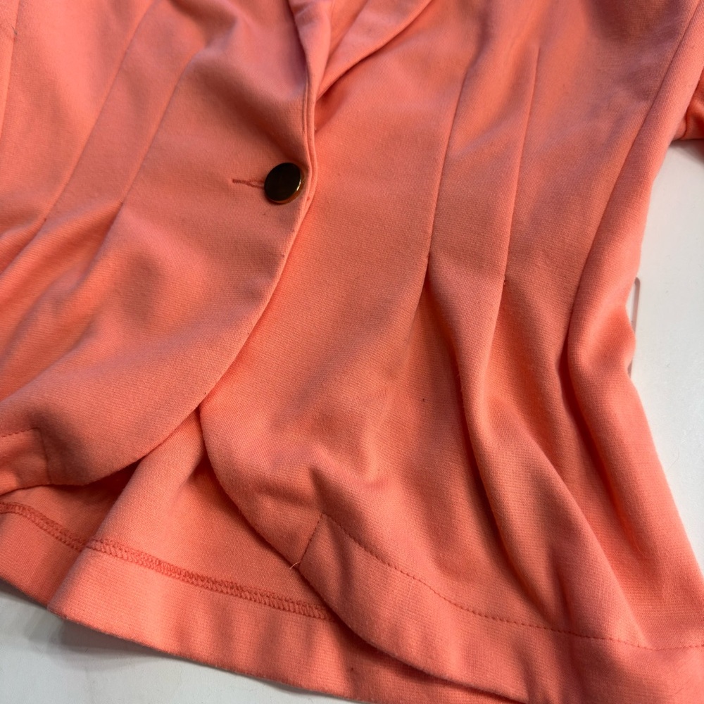 Papaya Women’s Sz M Salmon Pink Orange Pleated One Button Blazer Jacket - Picture 3 of 8